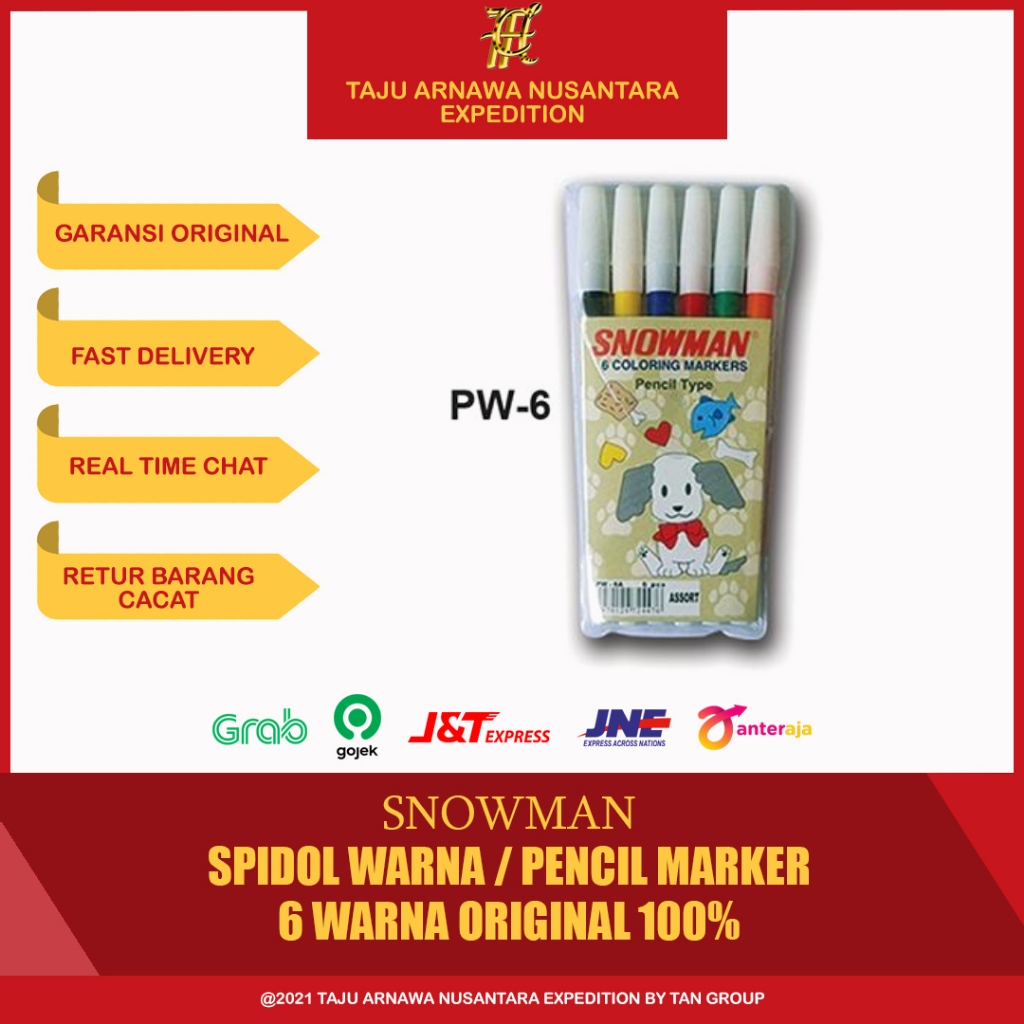 

Snowman Spidol Warna / Pencil Marker isi 6 Warna