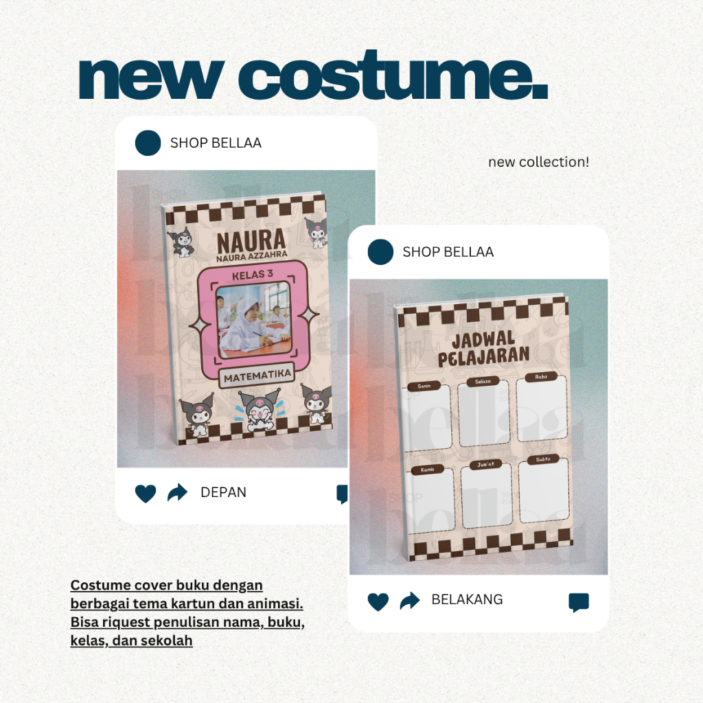 

COSTUME COVER BUKU LUCU & UNIK UNTUK ANAK - PAUD, SD, SMP, SMA (bagian 7 #2)