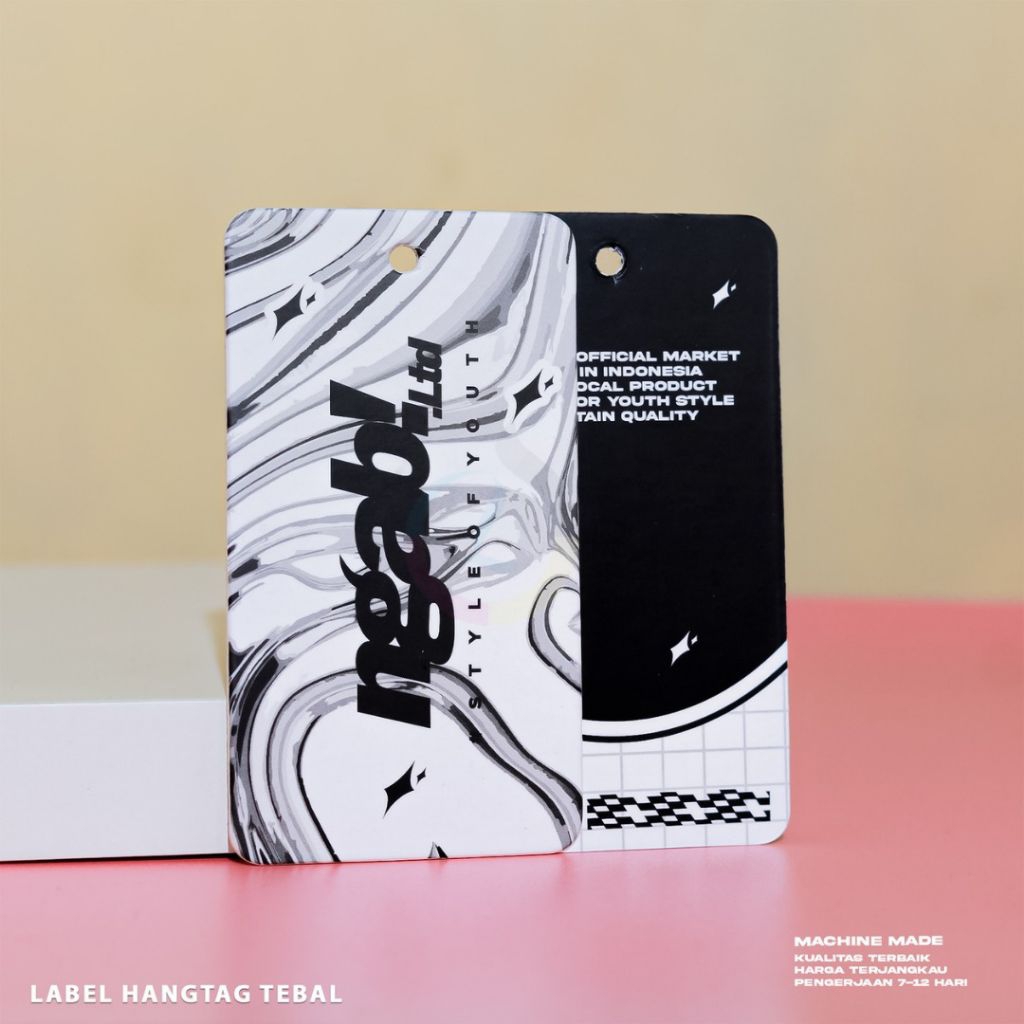 

Free design !!! hang tag tebal, label hang tag, label baju, label distro, label tag premium 700gsm