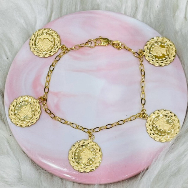 gelang fancy koin koin simple elegant emas asli kadar 700