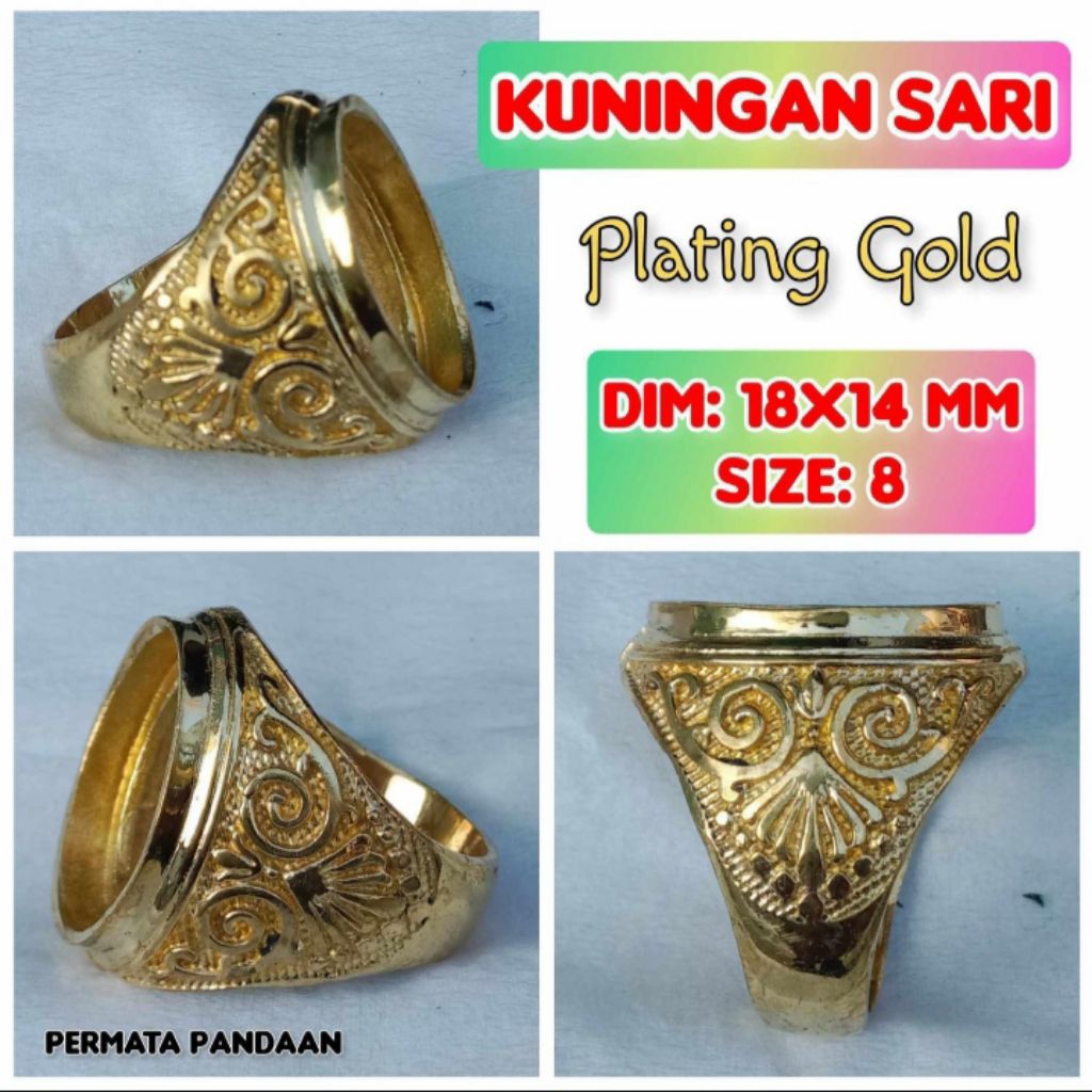 ring emban batu akik dan permata kuningan.16