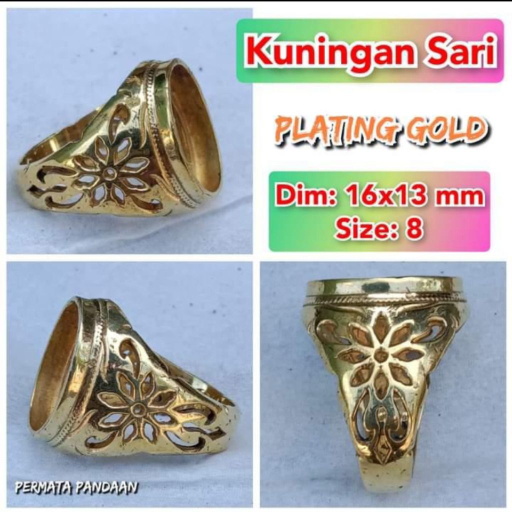 ring emban batu akik dan permata kuningan.32