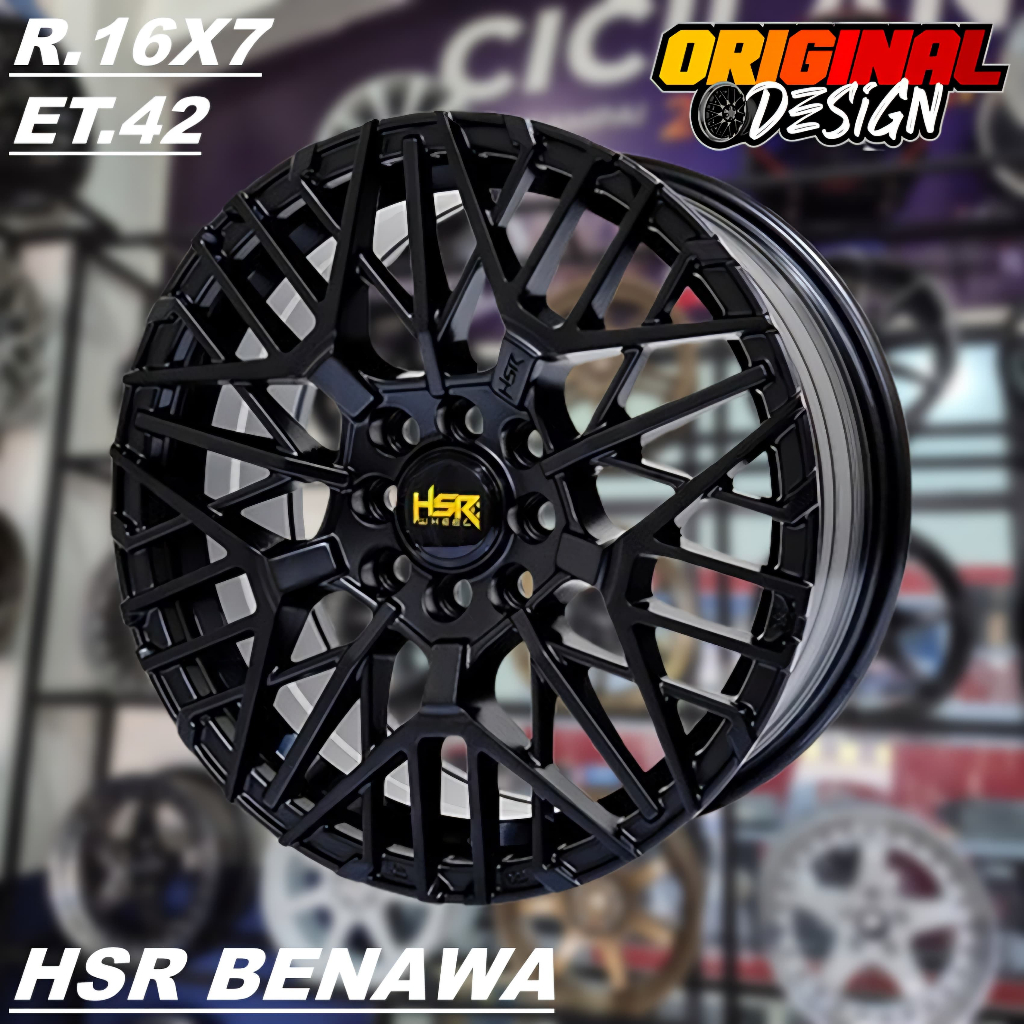 Velg Mobil Ring 16 Lubang 4 Warna Hitam HSR BENAWA R16