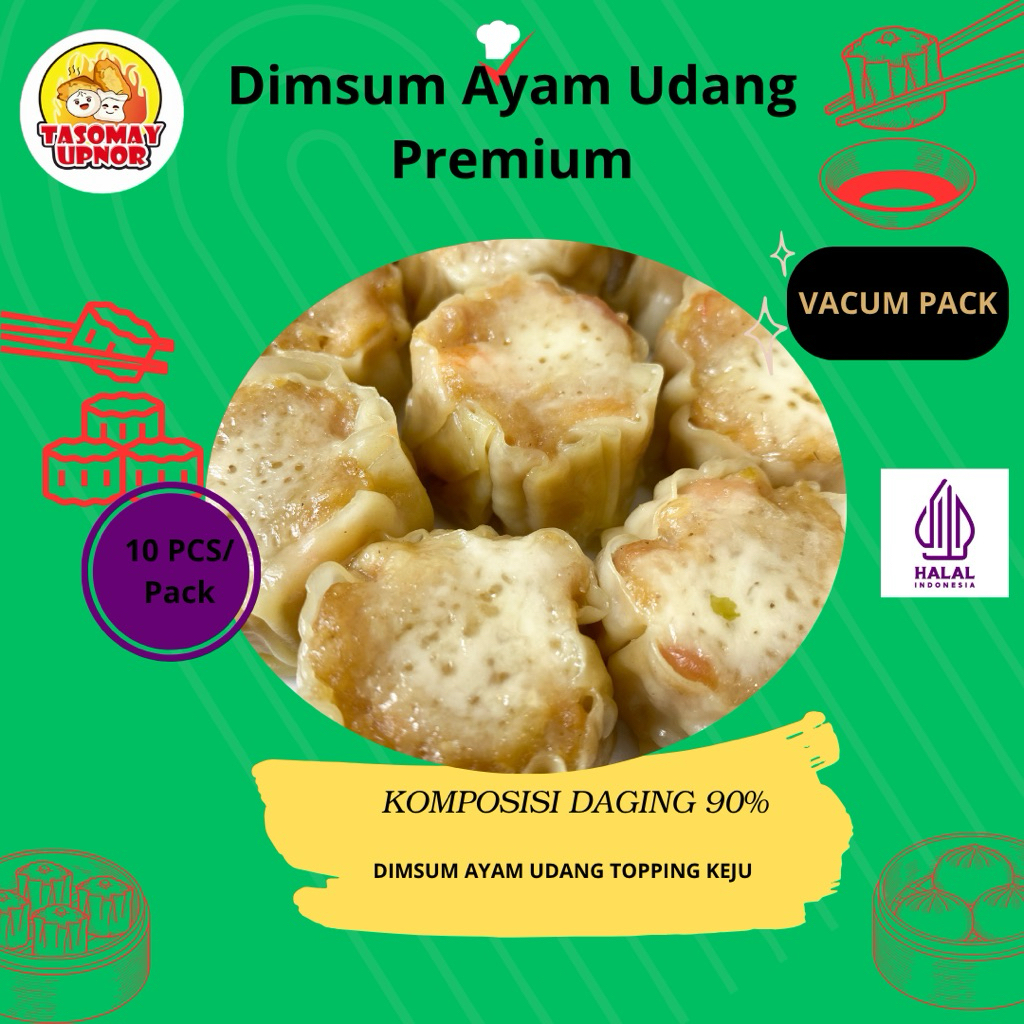 

Dimsum/Siomay Ayam Udang Keju Isi 10 Pcs Halal Premium Free Chili Oil