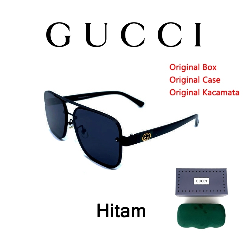 Kacamata Hitam GUCCI Sunglasses 2758 SQUARE FRAME Classic Black Pria Wanita