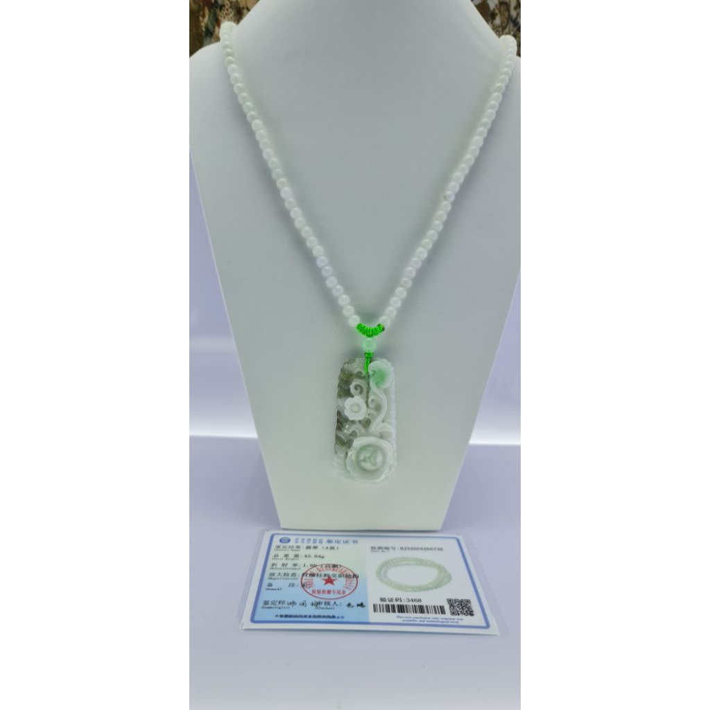 Giok Asli Grade A Bersertifikat DIY Kalung Liontin Bungai Giok Burma Myanmar