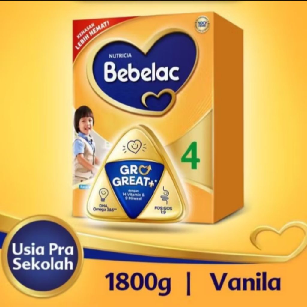 

Bebelac 4 susu Pertumbuhan untuk anak Rasa Vanila dan Madu 1800g