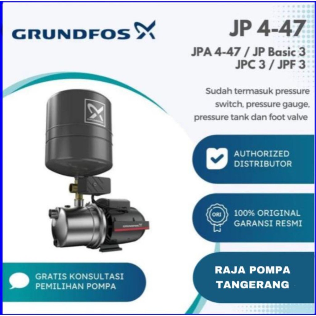 Mesin Pompa Air Semi Jet Pump Stainless Grundfos JP 4-47 PT- V