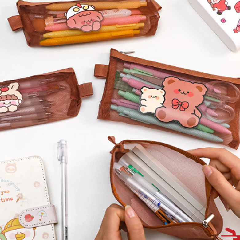 

Tempat Pensil Zipper Coklat Motif / Tempat pensil jaring zipper transparant / Tempat Makeup Model Jaring Transparan REKOMENDASI "SANELLAFASHION