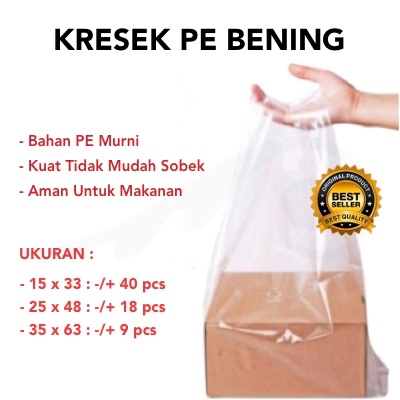 Plastik Kresek PE Bening | Plastik Kresek Bening Premium | Kantong Kresek PE Bening UK 15, 25, 35