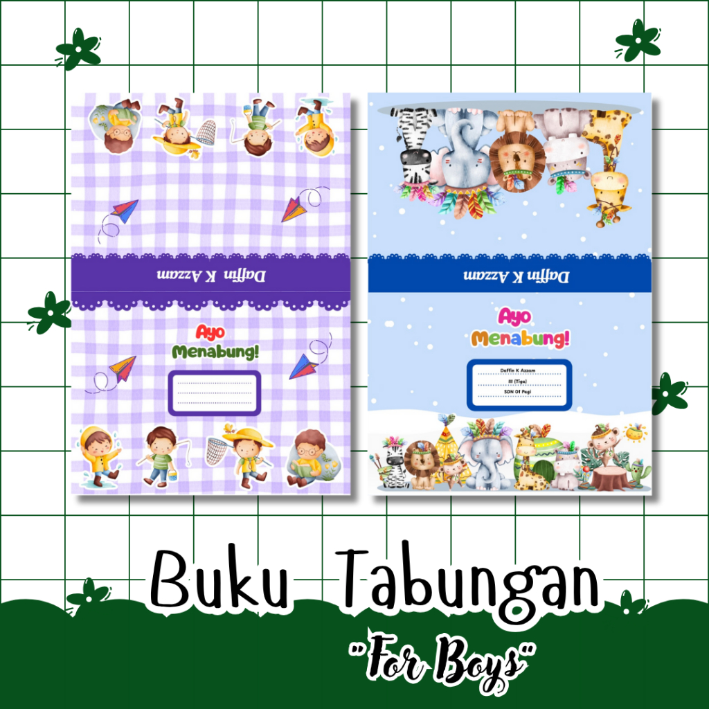 

meliarsdna.craft〡Buku Tabungan Anak Laki-Laki Landscape Custom Nama | Desain Keren & Berwarna
