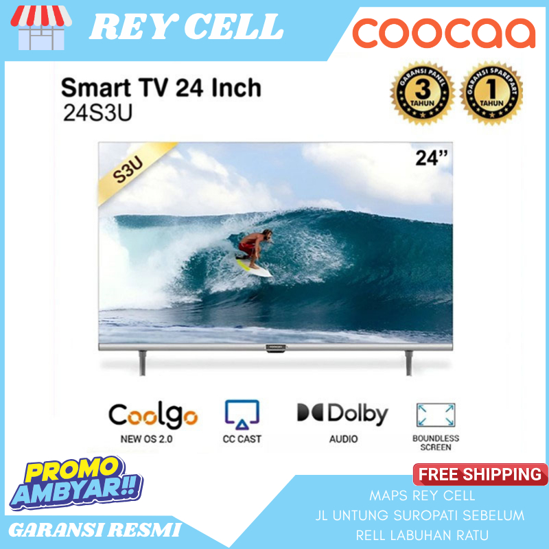Coocaa 24 Inch Smart TV HD YouTube WiFi Streaming LK21 Dolby Audio Garansi Resmi