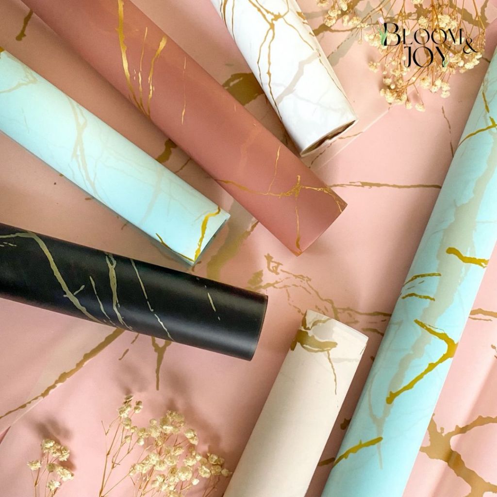 

Kertas Bunga Buket Motif Marble Florist Flower Wrapping Paper Cellophane