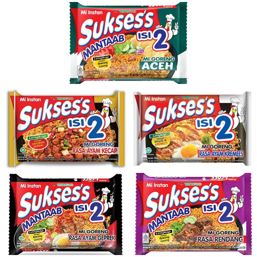 

Sukses's Isi 2 Mie Instant Goreng Ayam Kremees Kecap Geprek rendang aceh