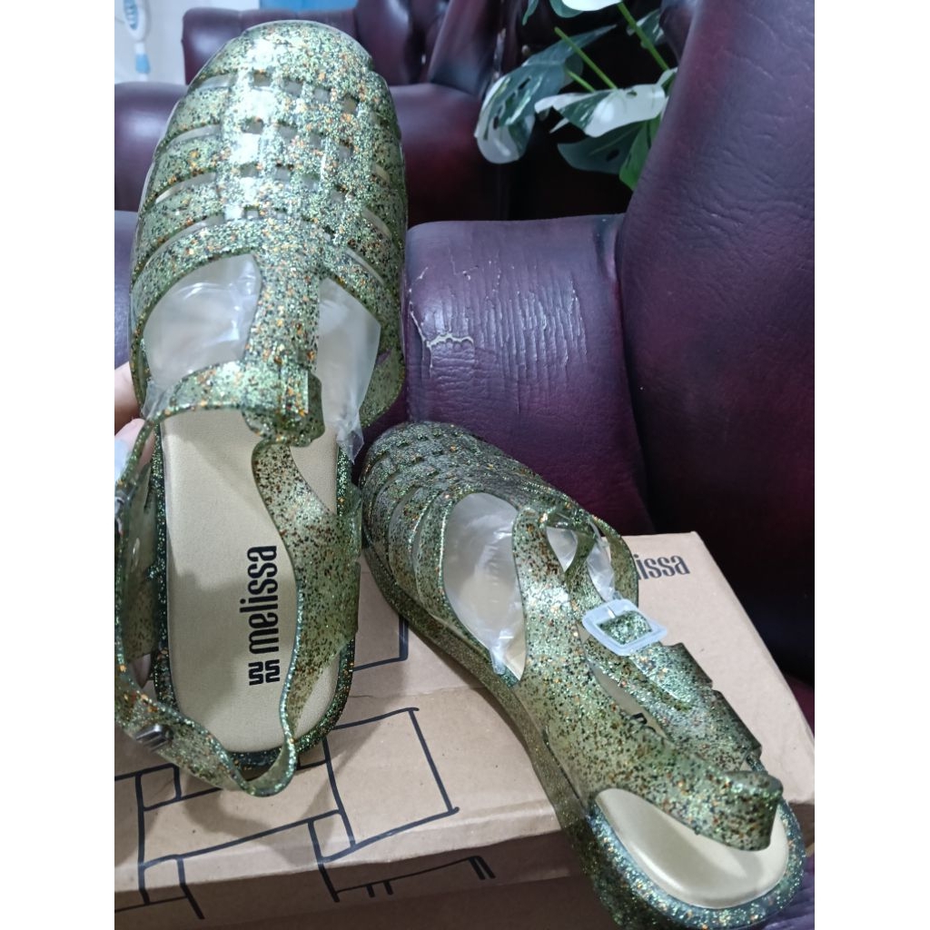 Preloved sepatu melissa possesion original matcha glitter| Sepatu wanita|Flat shoes