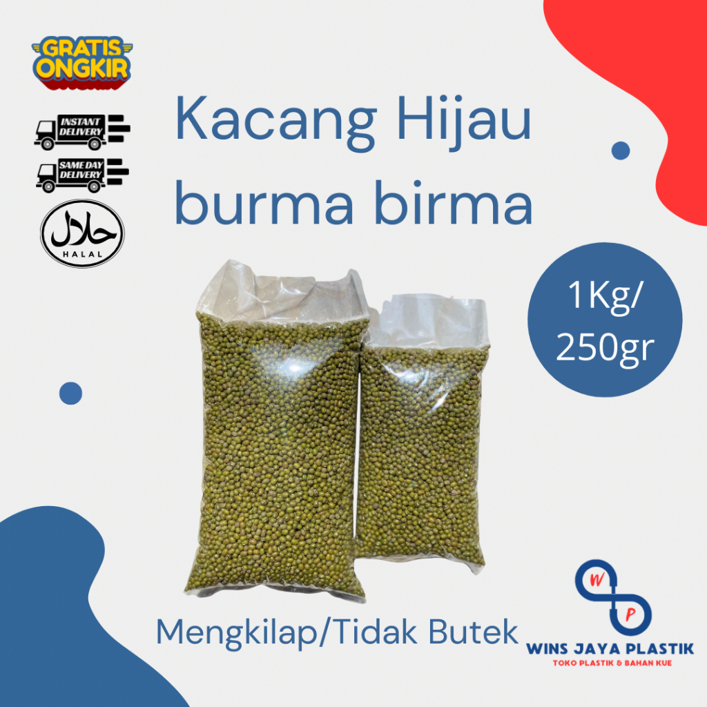 

Kacang Hijau 1kg 250gr | Mungbean | Kacang Ijo Burma | Onde-Onde Bubur Kacang Peyek
