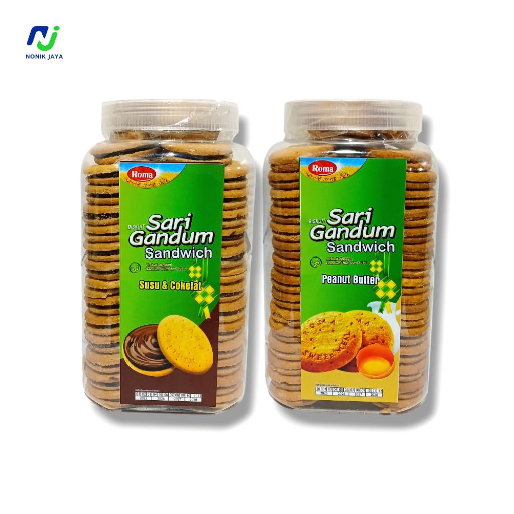 

Roma Sari Gandum Sandwich Toples / Biskuit Gandum Susu&Cokelat Peanut Butter@780gr