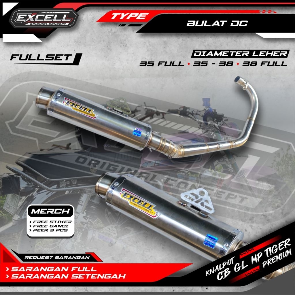 KNALPOT CB GL MP TIGER MODEL DC ORIGINAL EXCELL  PANJANG DAN SARANGAN BISA REQUES