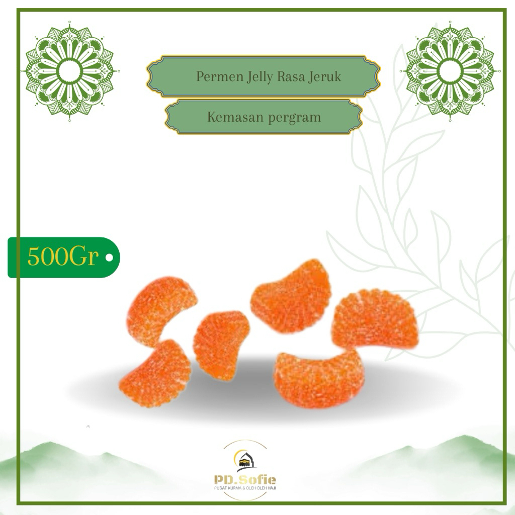 

permen jelly rasa jeruk 500gr | oleh oleh haji & Umroh manisan jelly jeruk mandarin