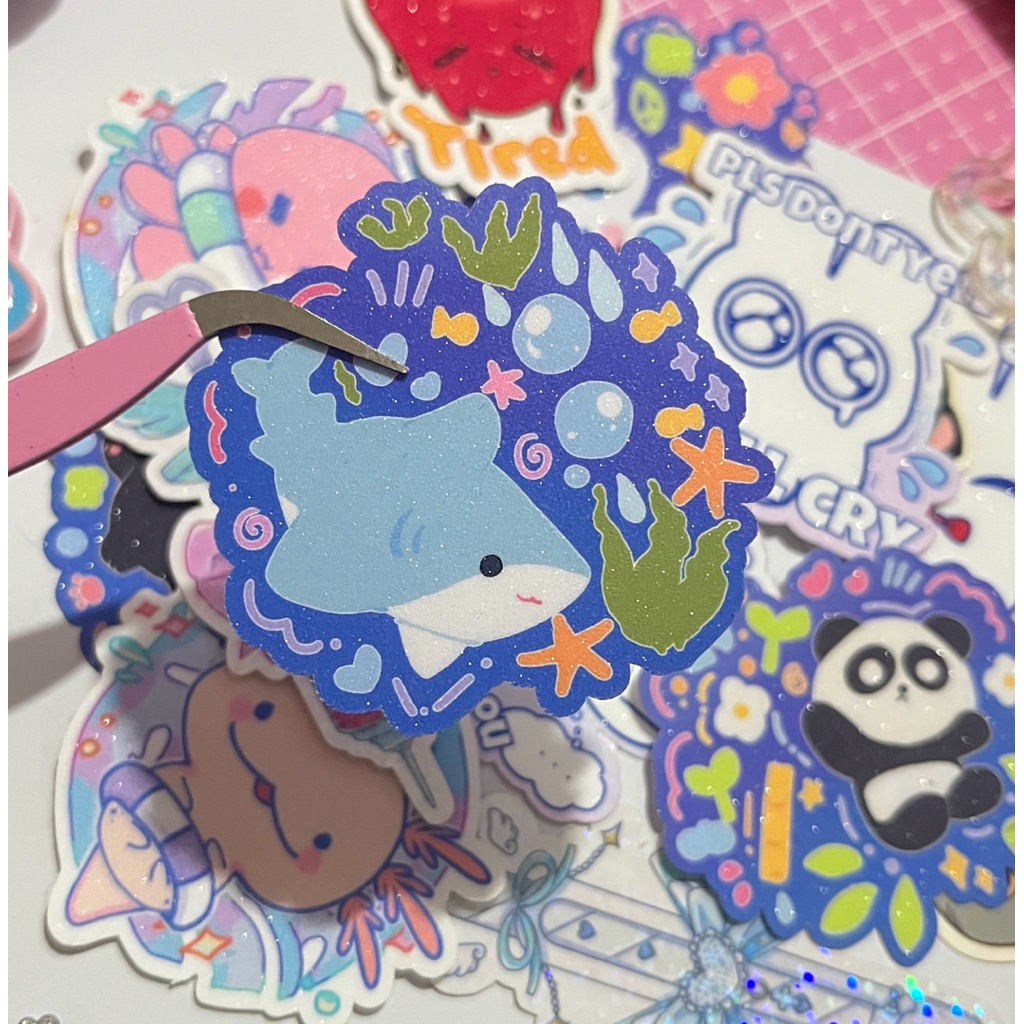 

Decora Animal Cat, Bunny, Shark, Panda, Octupus, Axolotl, cute kawaii sticker original colorful (by pan__kmy)