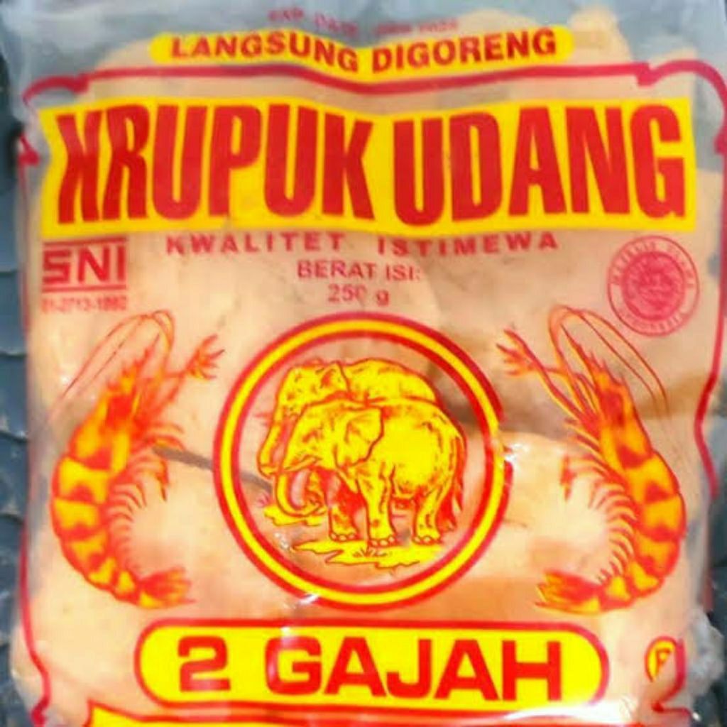 

kerupuk udang super merk 2 gajah 1 kg
