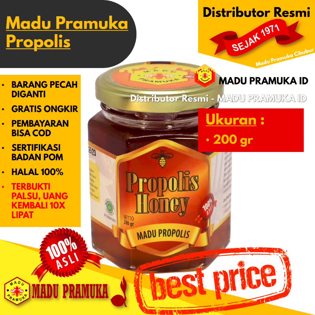 

Madu Pramuka PROPOLIS 200 GR GRAM Curah - Asli Original Alami Murni Murah - Resmi Official Store Star Seller