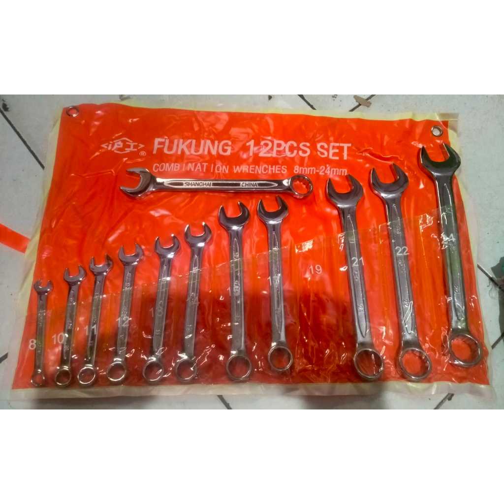 Kunci Ring Pas Fukung Original Set 8-24mm 12pcs / FUKUNG COMBINATION WRENCH KUNCI SET