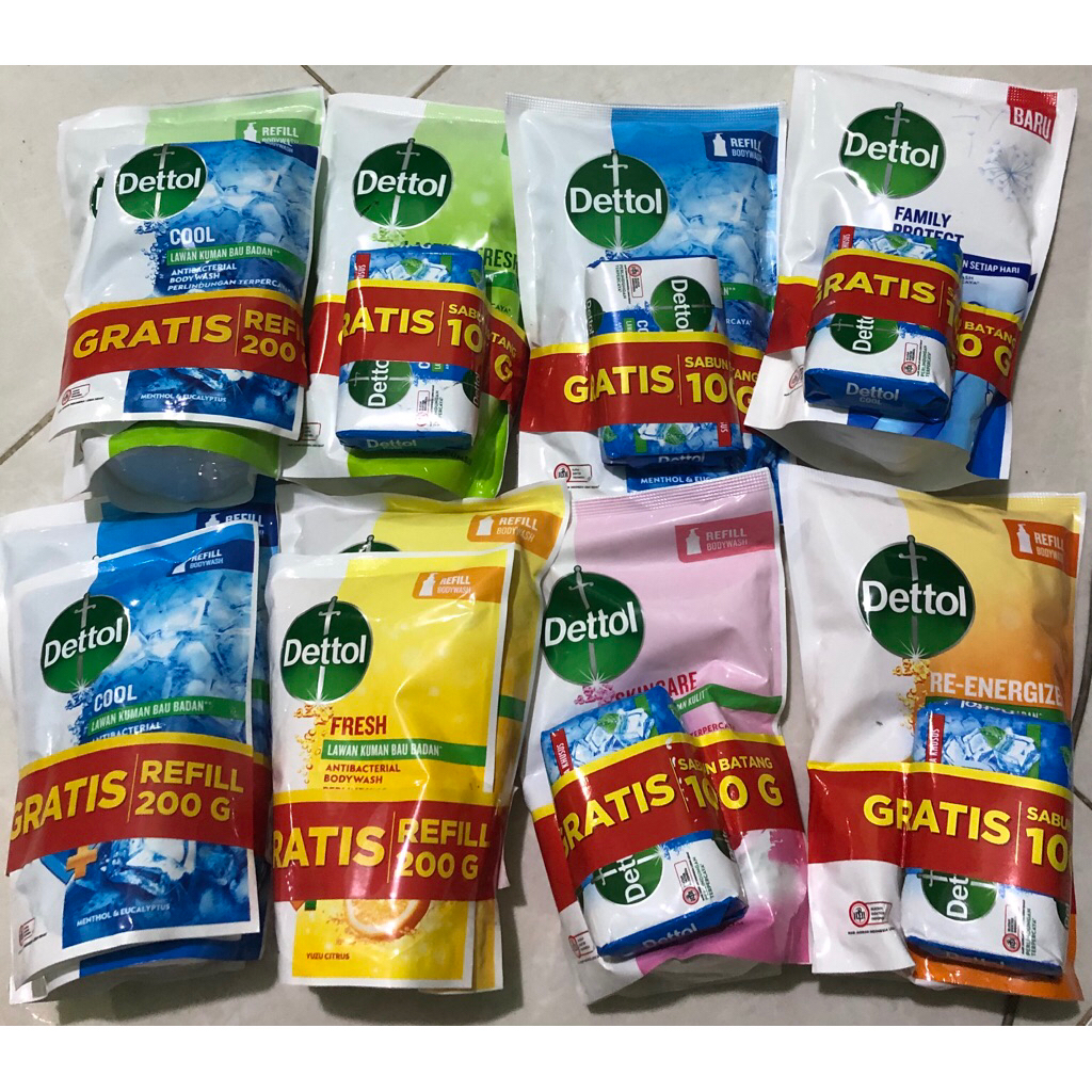 Sabun mandi cair dettol 370 ml free cair 200 ml /100 gr batang