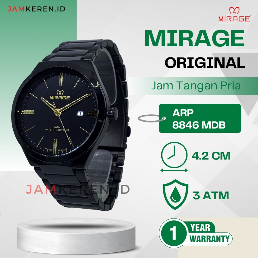 Jam Tangan Pria - Mirage - Jam Tangan Mirage Pria - ARP 8846 M Anti Air Original 100% Garansi Resmi