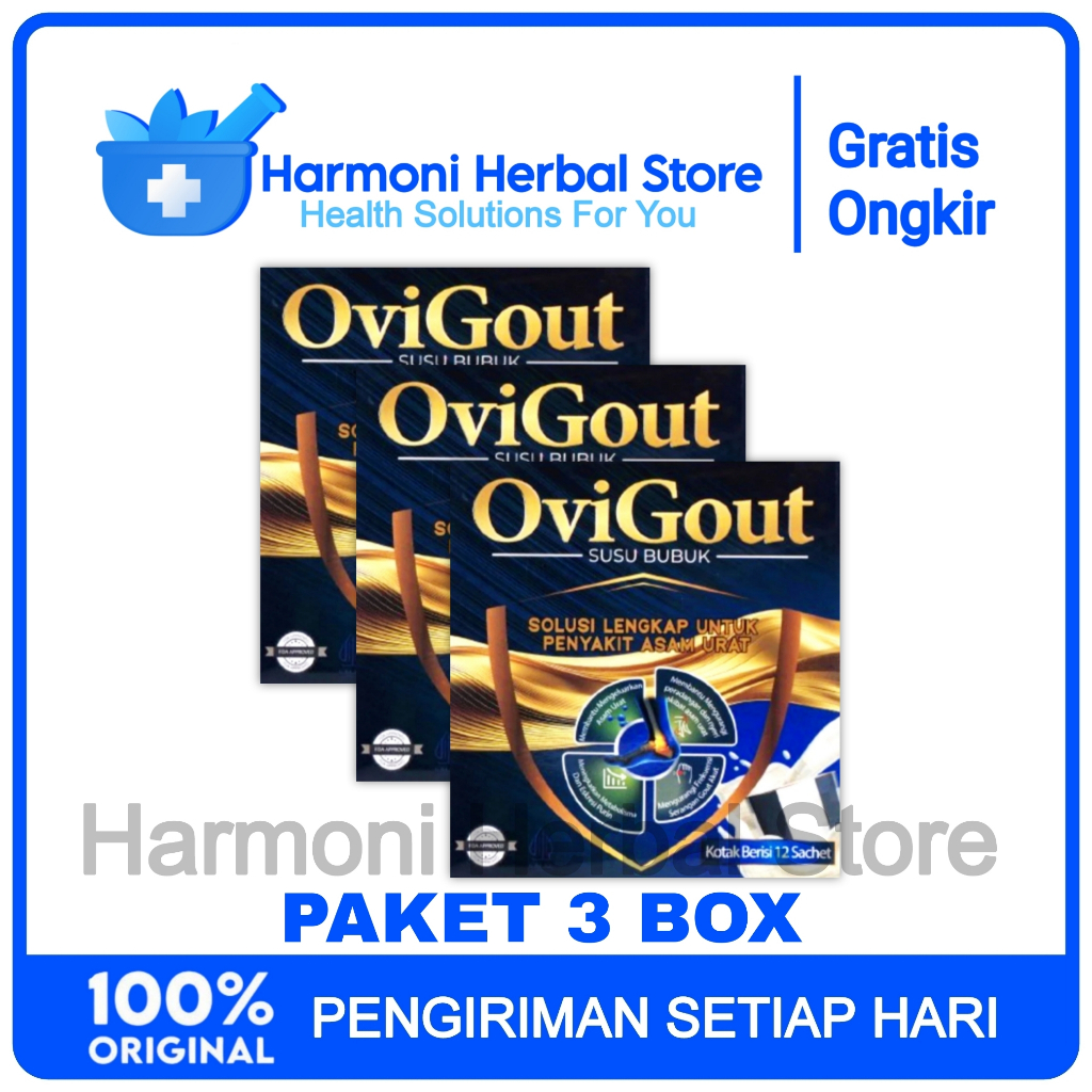 

3 Box Ovigout Susu Asam Urat Nyeri Tulang Sendi & Bantu Atasi Kolesterol Original Asli