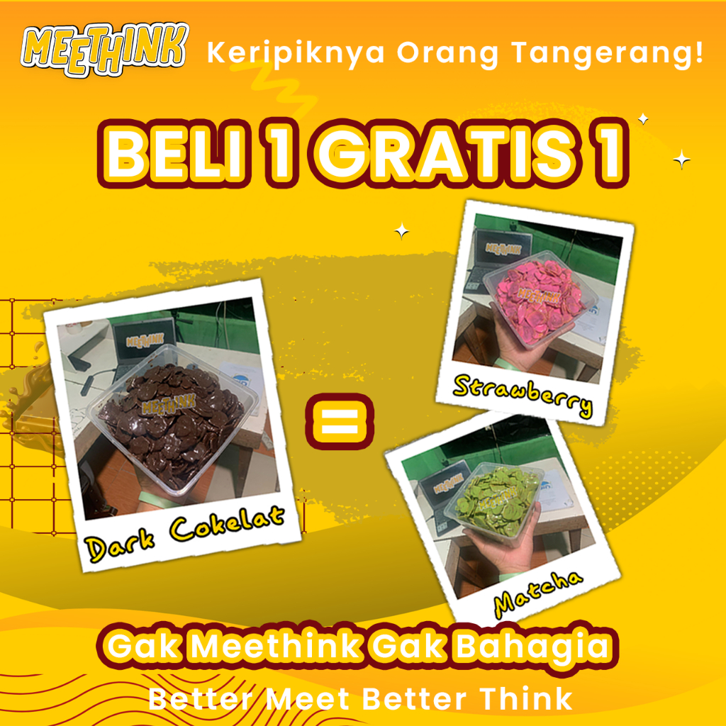 

(BELI 1 Gratis 1) Keripik Pisang Cokelat Lumer 1000ML By Meethink Chips | FULL COKELAT Termurah