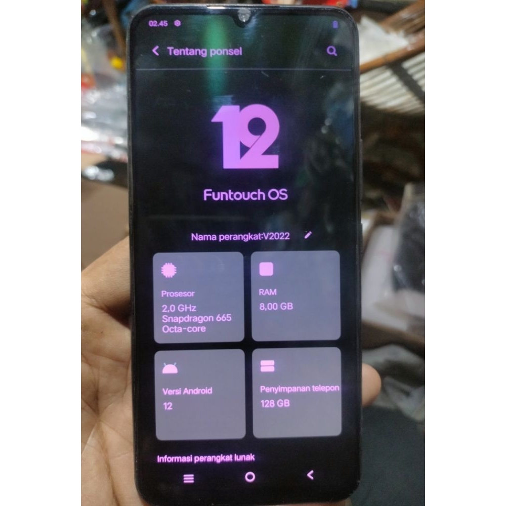 unit hp vivo v20 se (v2022) ram 8 room 128