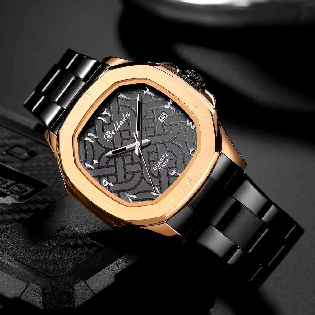 Belleda 9484-2 Jam Tangan Pria Anti Air 30 Meter Rantai Tanggal Unisex Watches