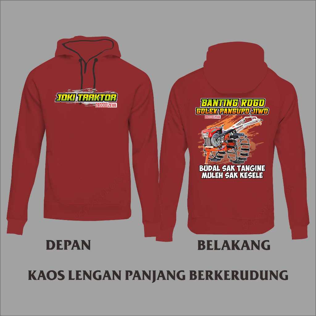 Kaos Basahan Joki Traktor G3000 ZEVA Kaos Basahan Lengan Panjang Berkerudung