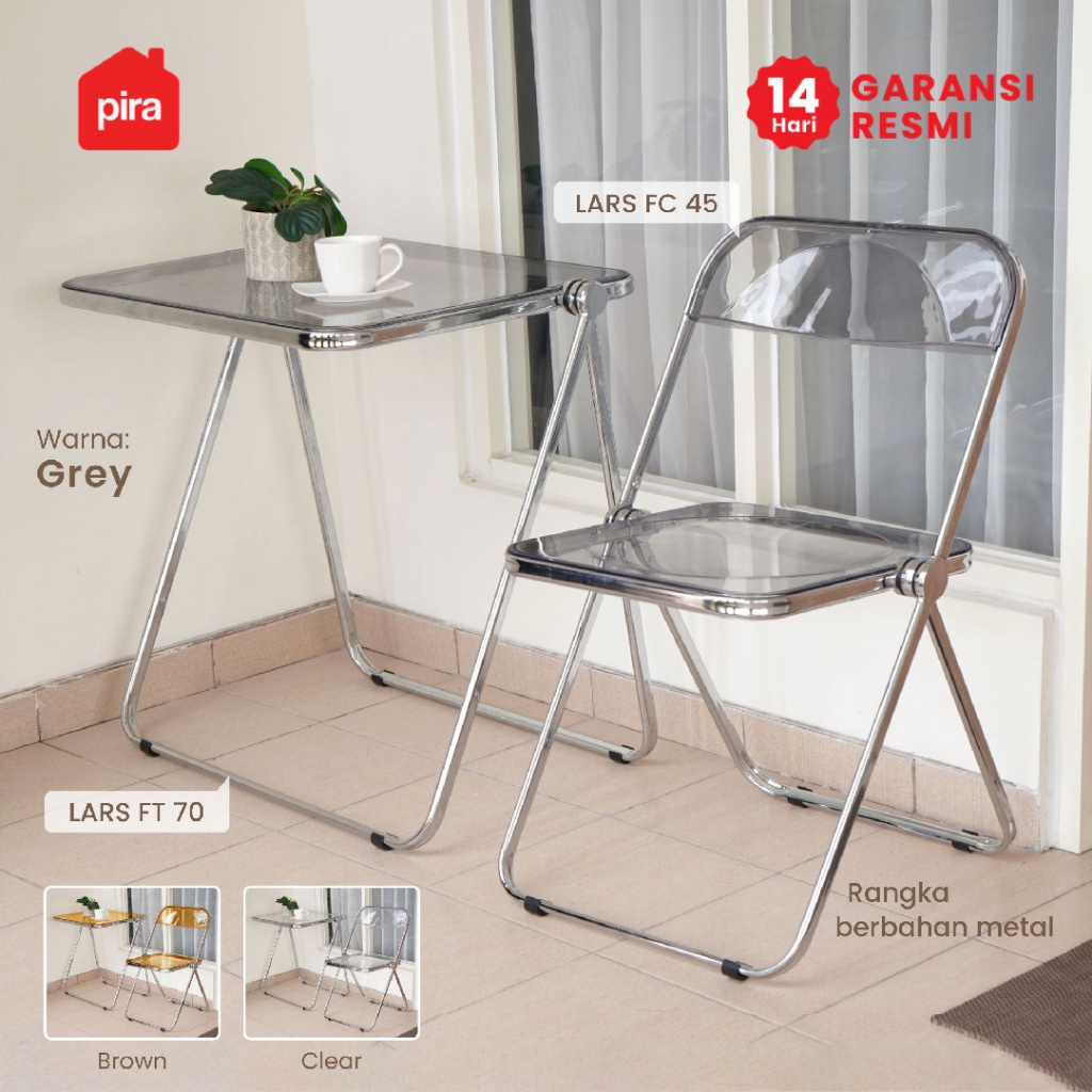 PIRA - LARS FT 70 FC 45 Kursi Meja Lipat Transparan / Kursi Meja Teras  / Kursi Plastik