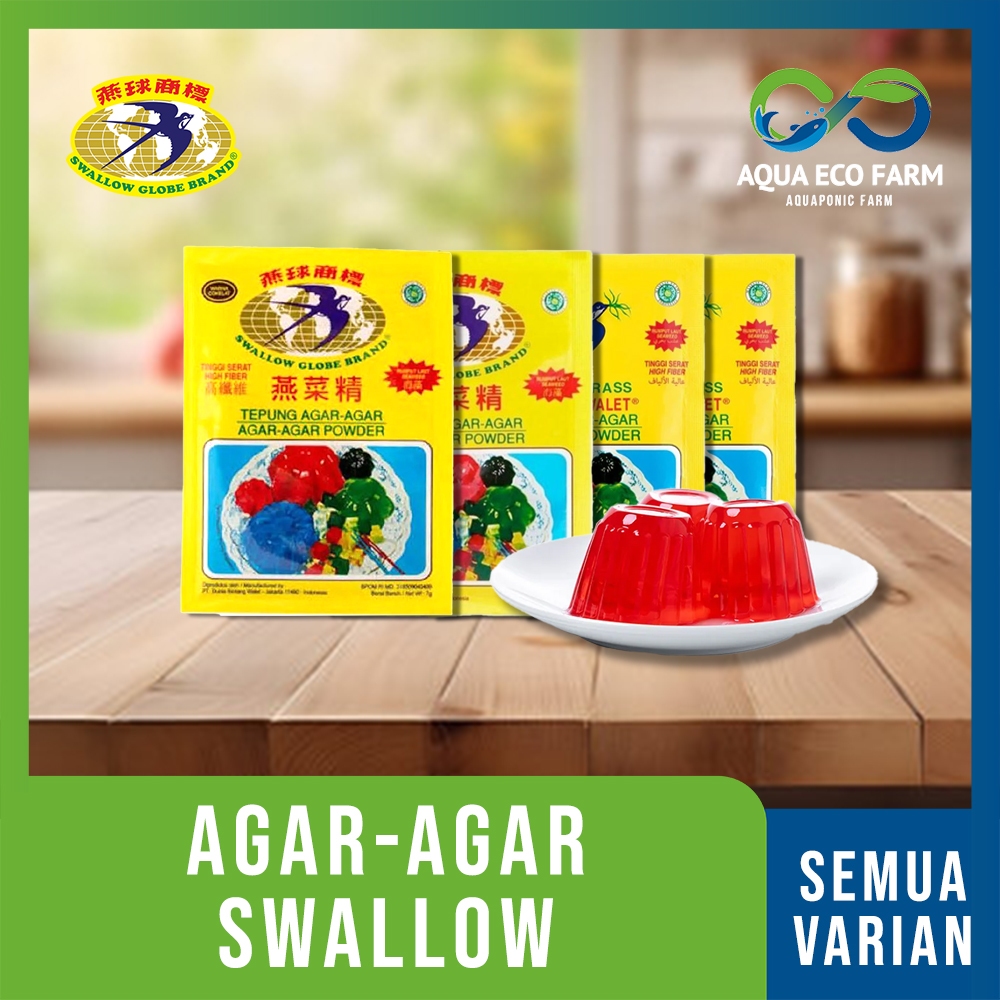 

[ AquaEcoFarm] Swallow Globe atau Star Swallow Powder Instant Tepung Agar Agar Putih , Hijau , Merah , Coklat 7gr Bandung