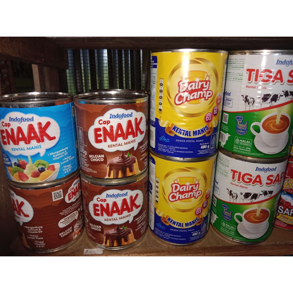 

INDOFOOD CAP ENAK KENTAL MANIS/TIGA SAPI/DAIRY CHAMP