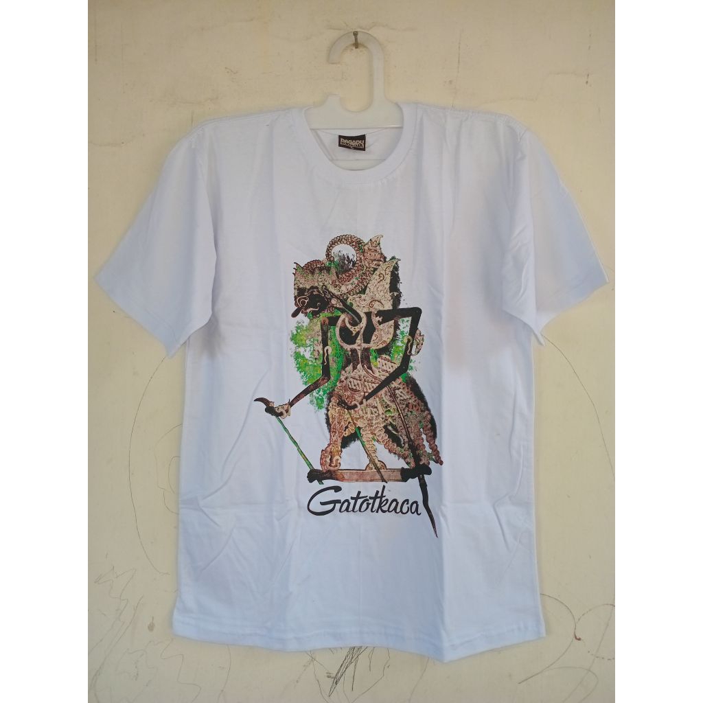 Kaos Dagadu Jogja warna putih gambar Gatotkaca