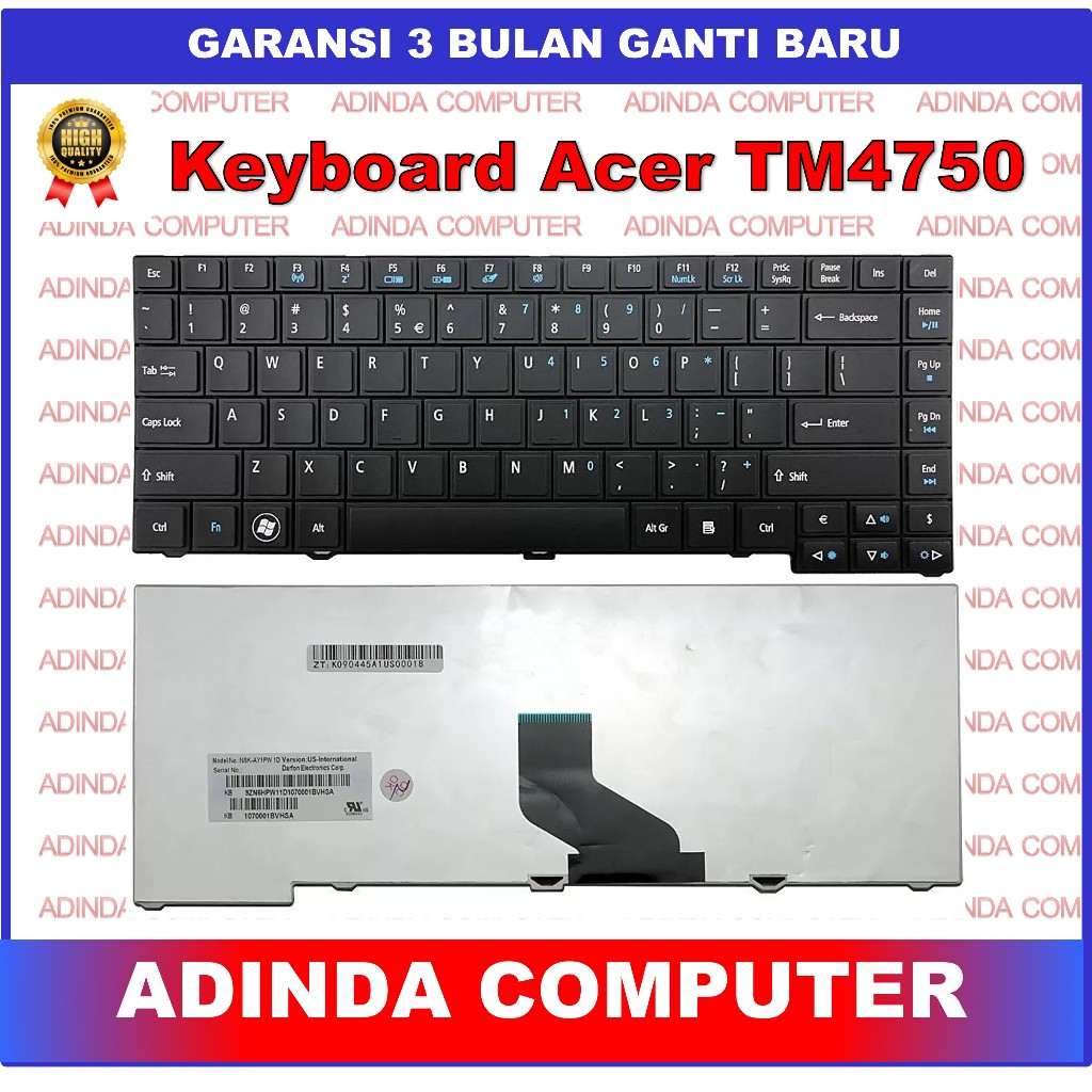 KEYBOARD LAPTOP ACER TRAVELMATE 4750 4750G 4750Z 4750ZG TM4750 HITAM