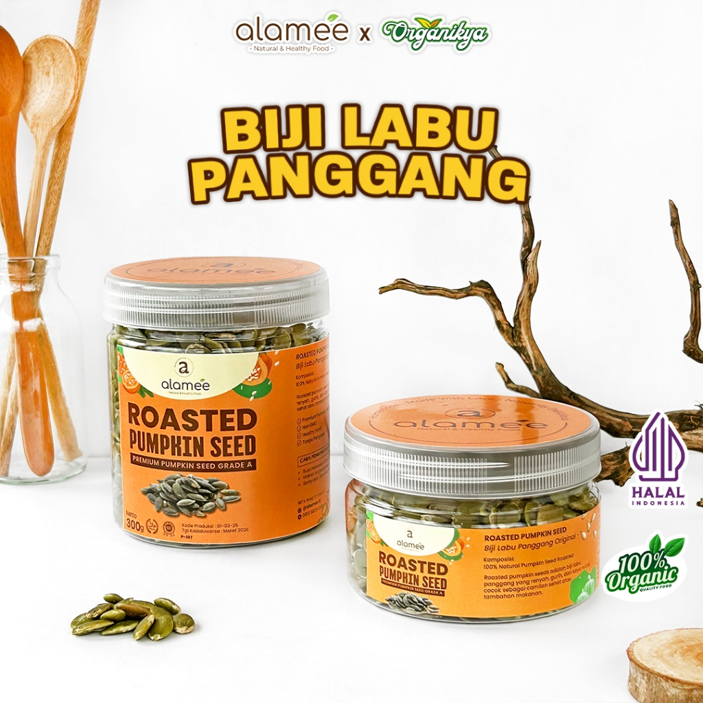 

ALAMEE Roasted Pumpkin Seed Biji Labu Pepita Kupas Panggang Matang Siap Makan 300gr organikya