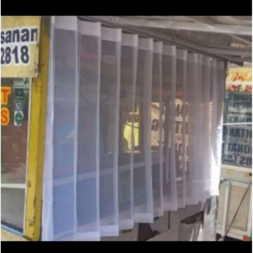 Gorden Penutup Etalase makanan / Gorden Penutup gerobak makanan / Gorden vitrase untuk jendela pende