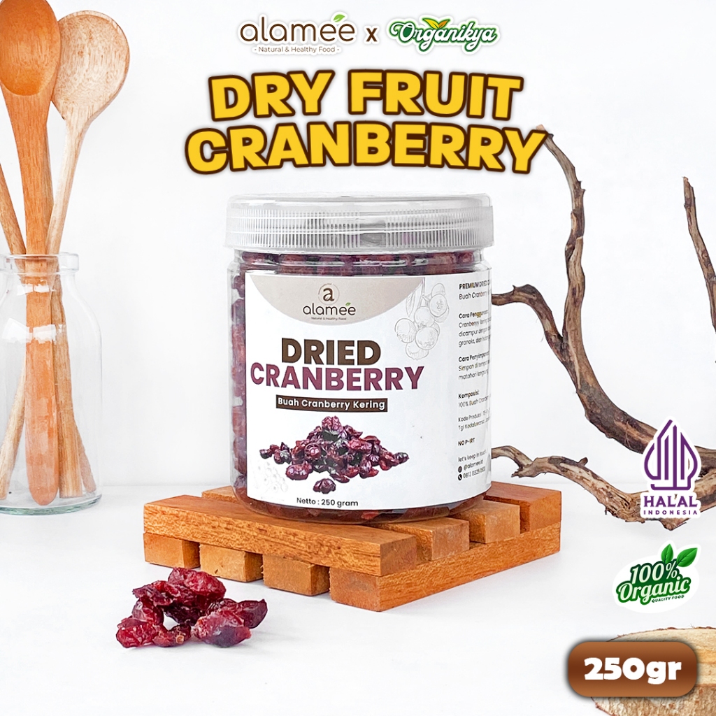 

ALAMEE Cranberry Kering Cemilan Buah Sehat Rendah Kalori Dried Cranberry Natural 250gr organikya