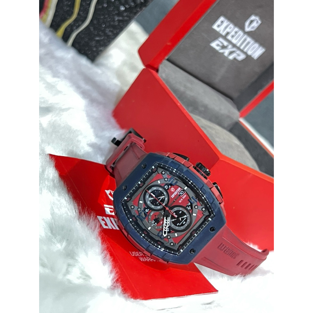 Dijual Jam Tangan Spesial Edition Expedition, EXP 6782 MC Merah Dengan Dial Merah Rubber