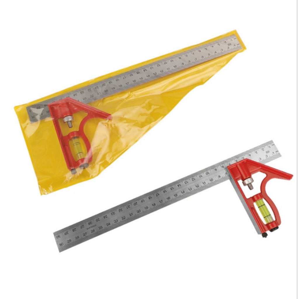 Penggaris siku tukang multifungsi Penggaris siku waterpass (L)