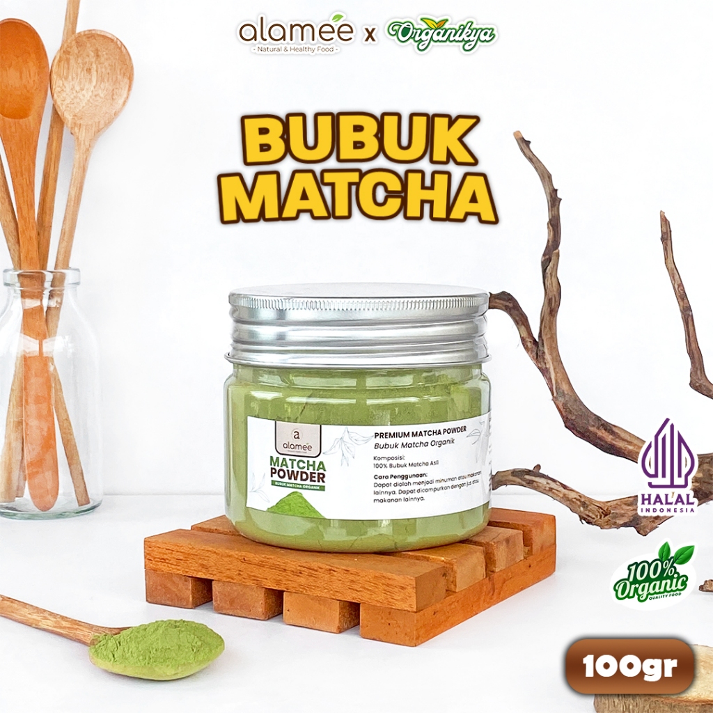 

ALAMEE Matcha Powder Minuman Teh Matcha Pure Matcha Tea Powder Tanpa Campuran Gula 100gr organikya