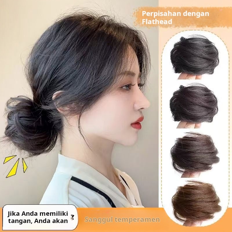 Sanggul rambut asli, sanggul kepala, gaya kuno wanita, sanggul rambut malas alami, cincin rambut, ra