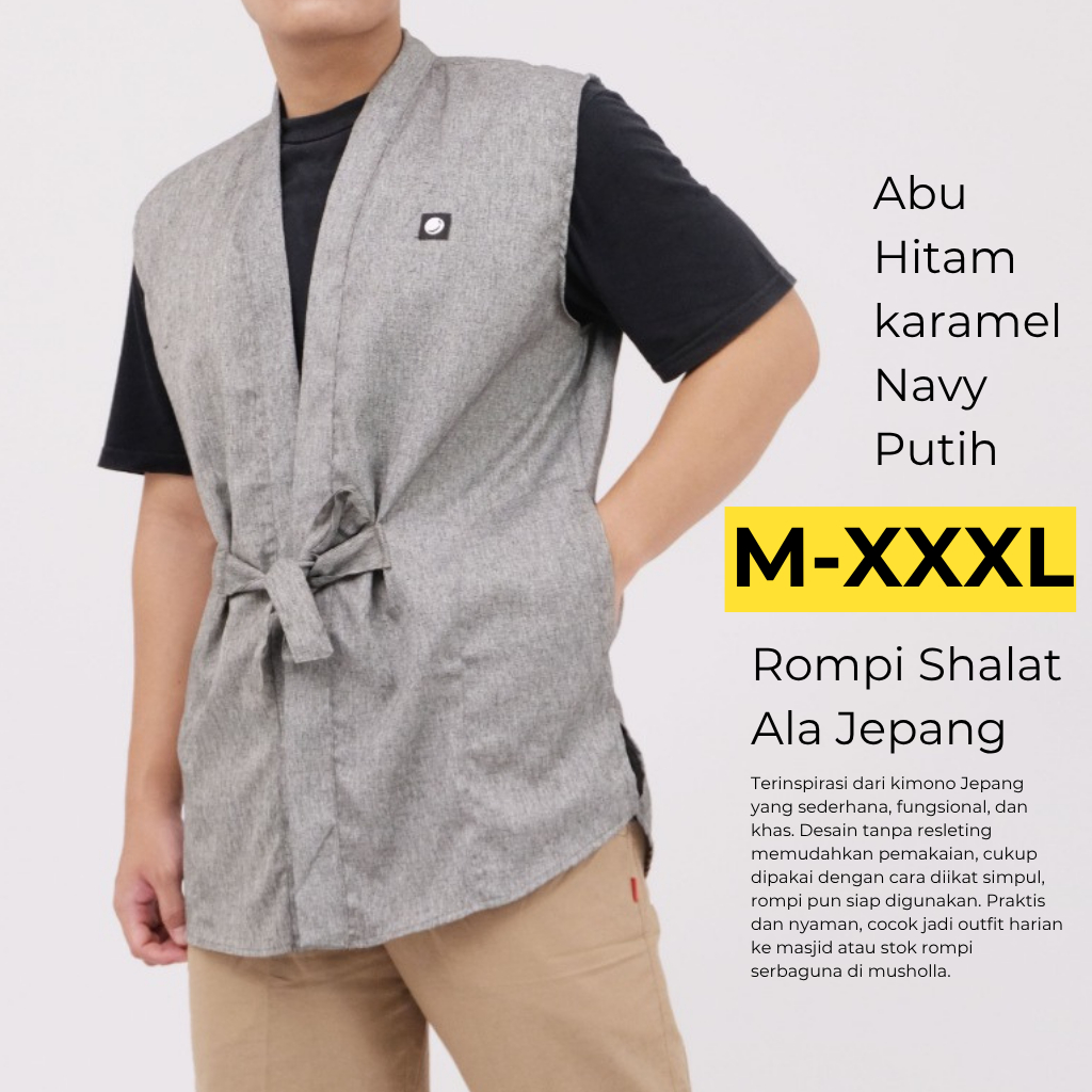 Rompi Sholat Kimono Pria Tanpa Resleting M-3XL – Bahan Madinah Adem & Ringan