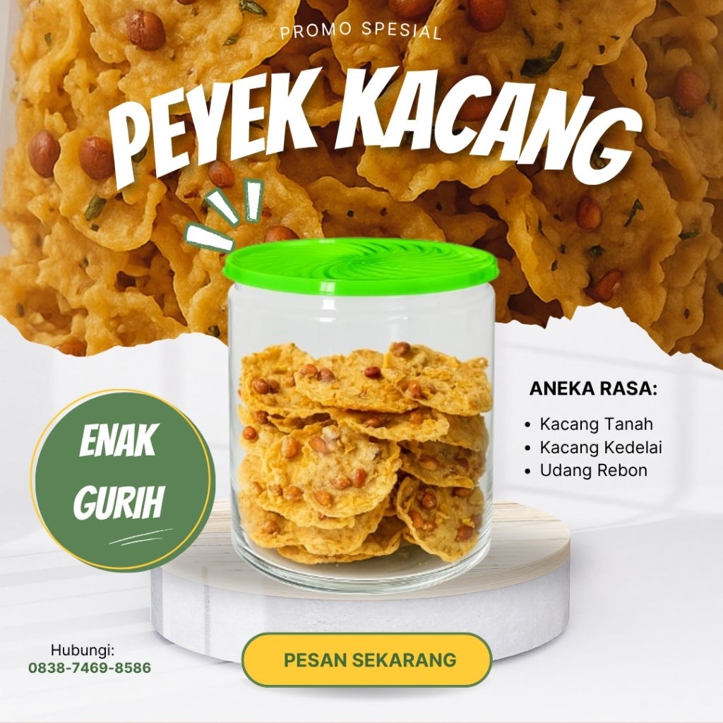 

Peyek kacang Tanah free Toples ukuran 5L