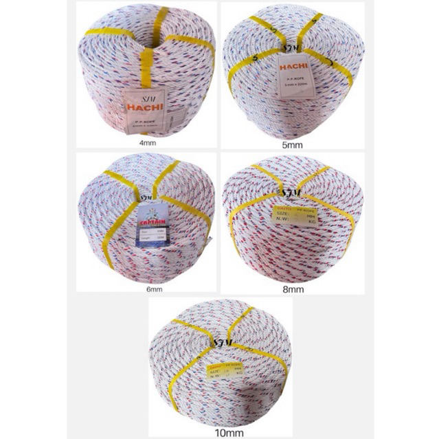 

Tali Nylon Tambang Putih 4mm, 5mm, 6mm, 8mm, 10mm & 12mm (per kg)