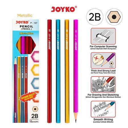 

Pensil Pencil Joyko P-107 Metallic 2B 1 Box 12 Pcs (023034)